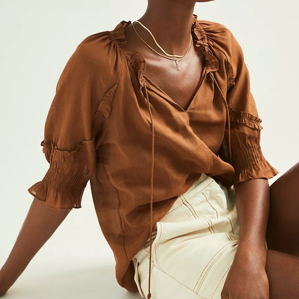 Anthropolgie Roma Ruffled Blouse Medium